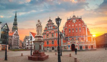 old houses on Riga street. Latvia